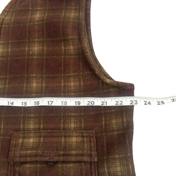 Vintage The North Face Fleece Brown Plaid Vest Jacket Made in USA Mens L - Picture 7 of 9